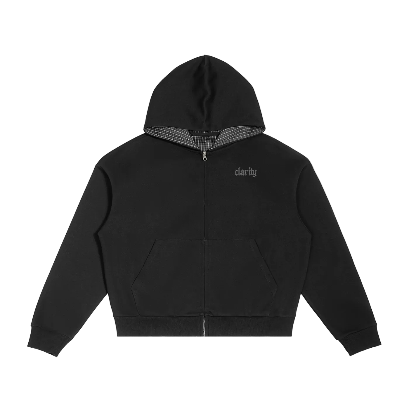Clarity NY Plaid Boxy Zip Hoodie